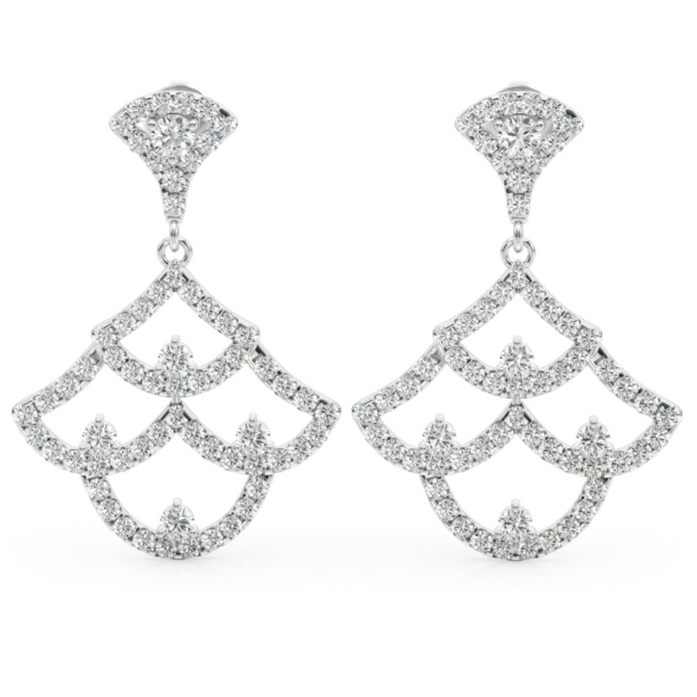 2.20 carat Round Diamond Micropave Chandelier Drop earrings set in 14K Gold - simonbjewels.co