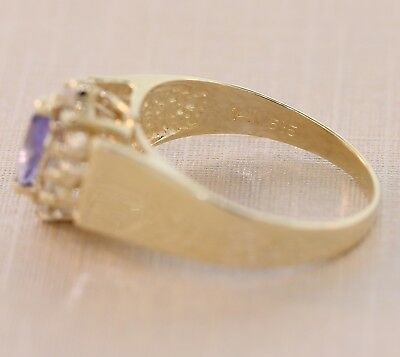 Marquise Shape Natural Tanzanite Diamond cocktail ring 14k yellow gold - simonbjewels.co