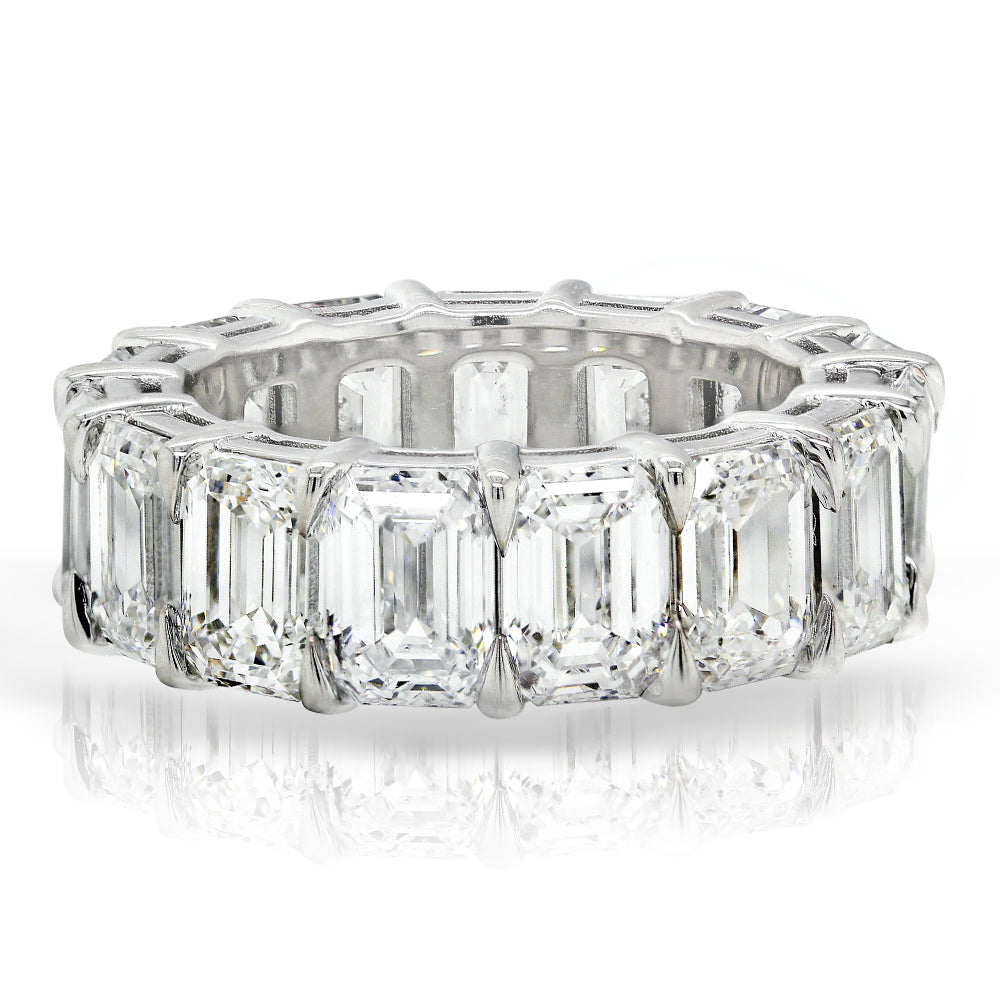 8.00 Carat Emerald cut Eternity Wedding Band Anniversary Ring set in 18k Gold - simonbjewels.co