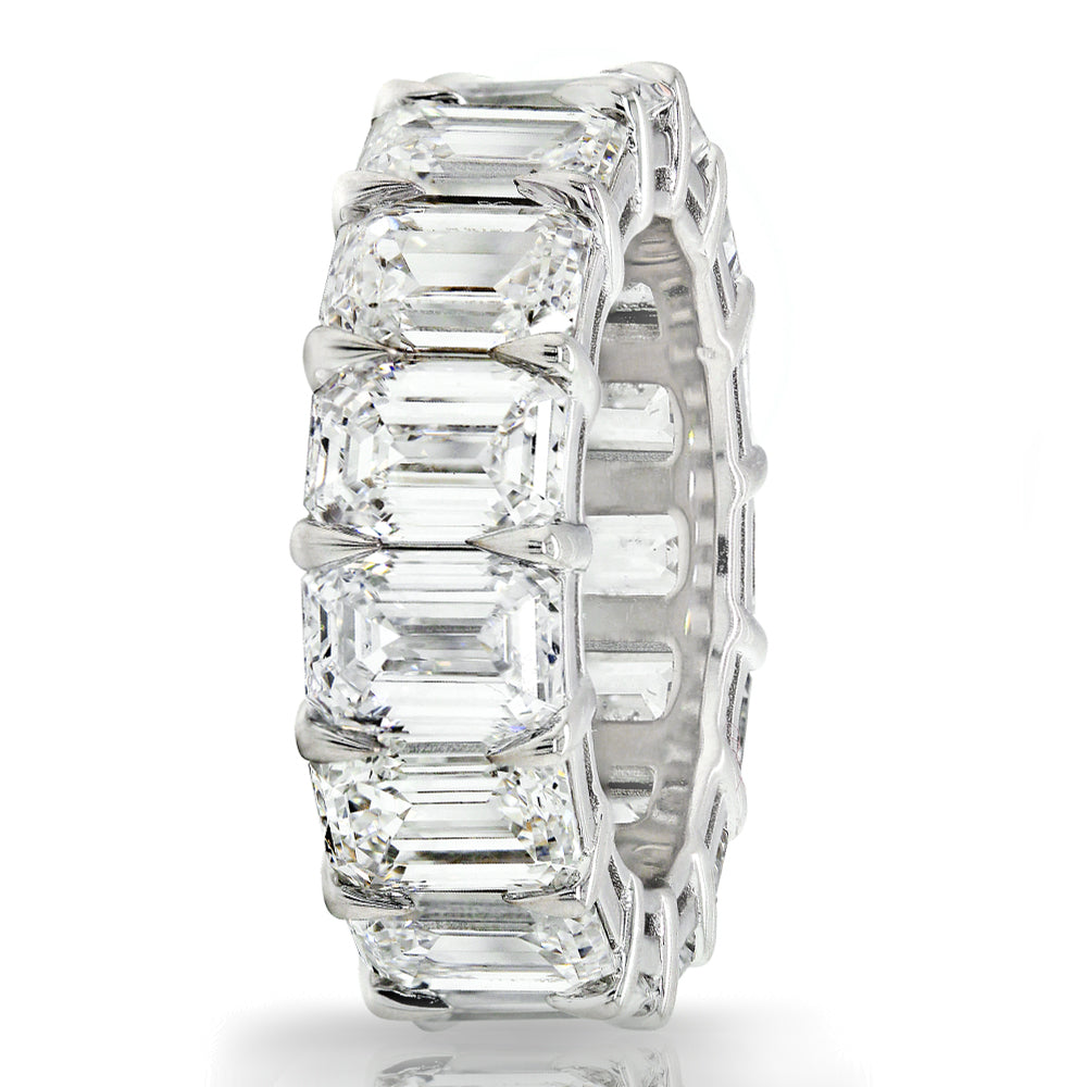 8.00 Carat Emerald cut Eternity Wedding Band Anniversary Ring set in 18k Gold - simonbjewels.co