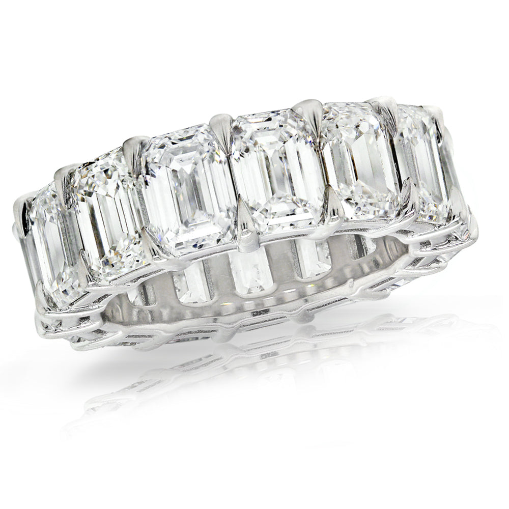 8.00 Carat Emerald cut Eternity Wedding Band Anniversary Ring set in 18k Gold - simonbjewels.co