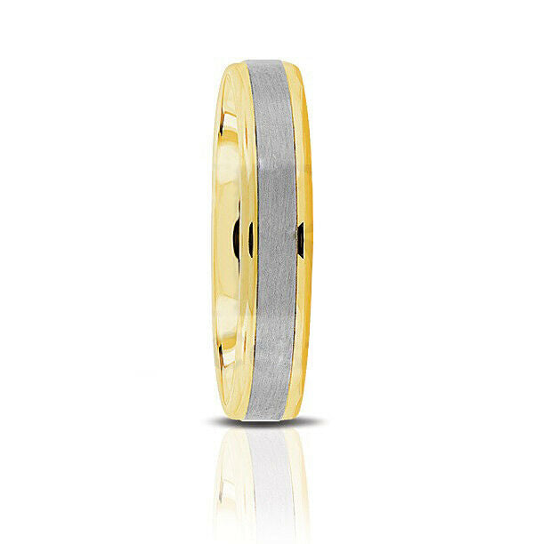 Mens 14K 4.5mm Comfort Fit Satin Center With High Polished Drop Edge Ring - simonbjewels.co