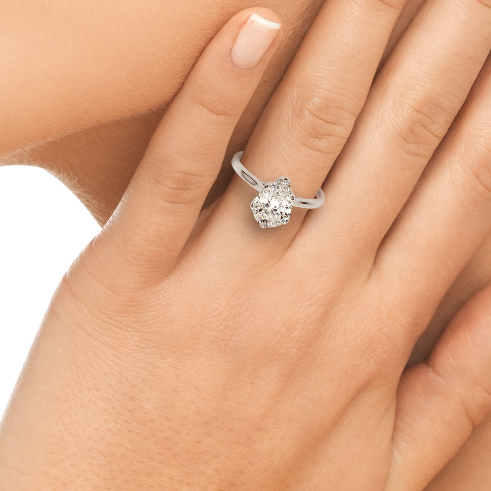 1 1/3 ct tw Pear Shaped Diamond Solitaire Leaf Prong Engagement Ring Setting In 14k White Gold - simonbjewels.co