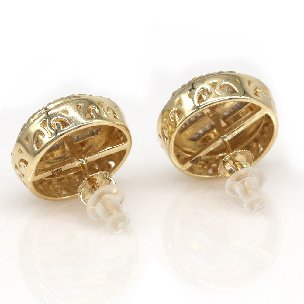 2.31ctw Round Baguette Natural Diamond Earrings in 14k Yellow Gold - simonbjewels.co