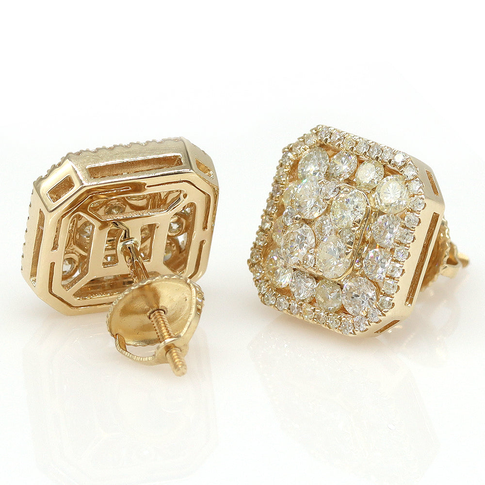 cluster diamond earrings for men screw backs natural diamond
