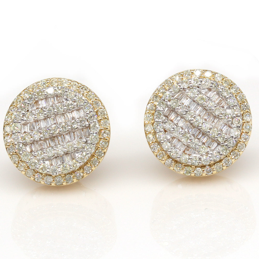 2.31ctw Round Baguette Natural Diamond Earrings in 14k Yellow Gold - simonbjewels.co