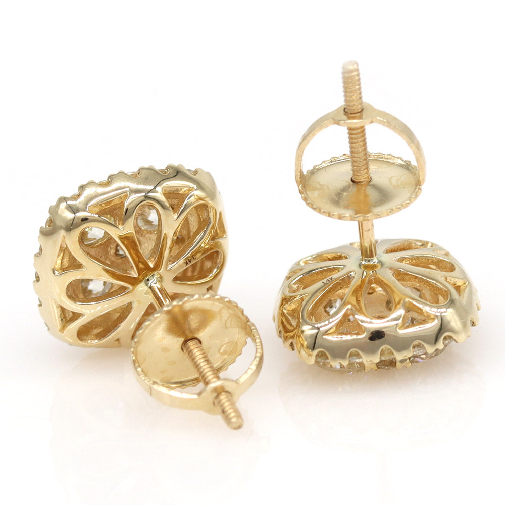 1.92ctw Natural Round Diamond Cluster Earrings 14k Yellow Gold - simonbjewels.co