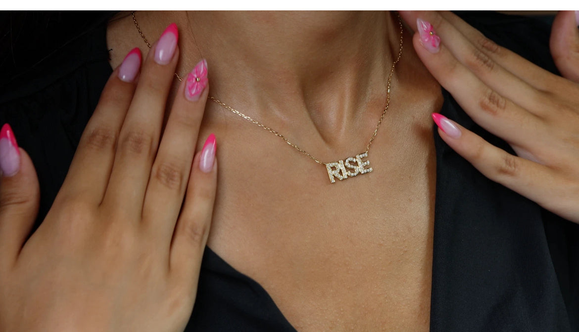 RISE Diamond Necklace - 14K Yellow Gold with Natural Diamonds