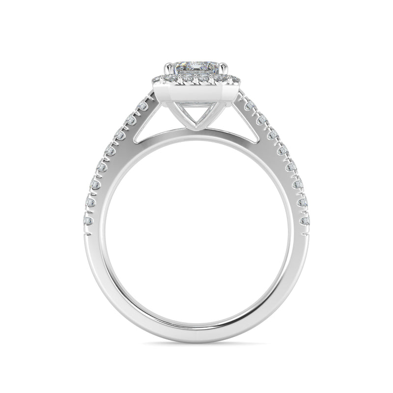 Emerald cut Diamond Hidden Halo E-F VS Micropave Engagement Ring