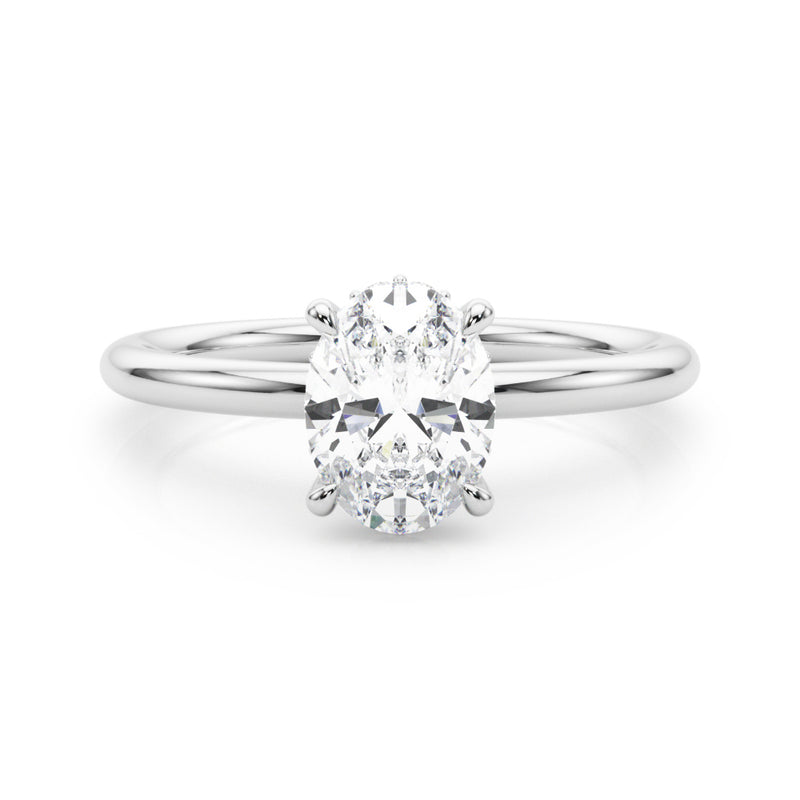 2 CT TW Hidden Halo Oval Lab Grown Diamond Engagement Ring in 18K White Gold