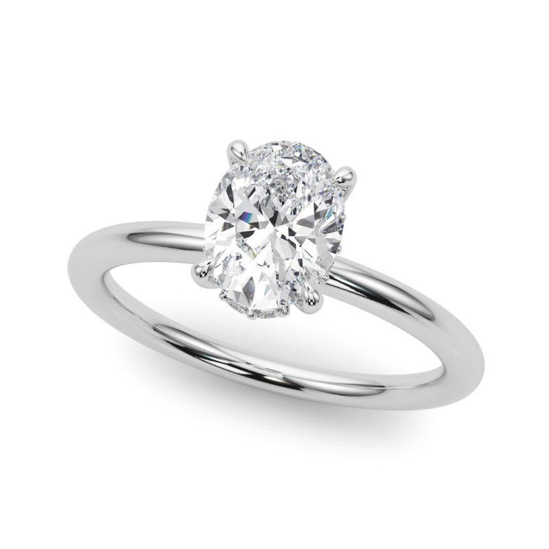 2 CT TW Hidden Halo Oval Lab Grown Diamond Engagement Ring in 18K White Gold