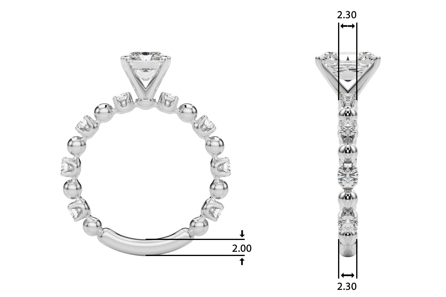 Radiant 2.00 Carat Lab Diamond Engagement Ring in 14K Gold — IGI Certified