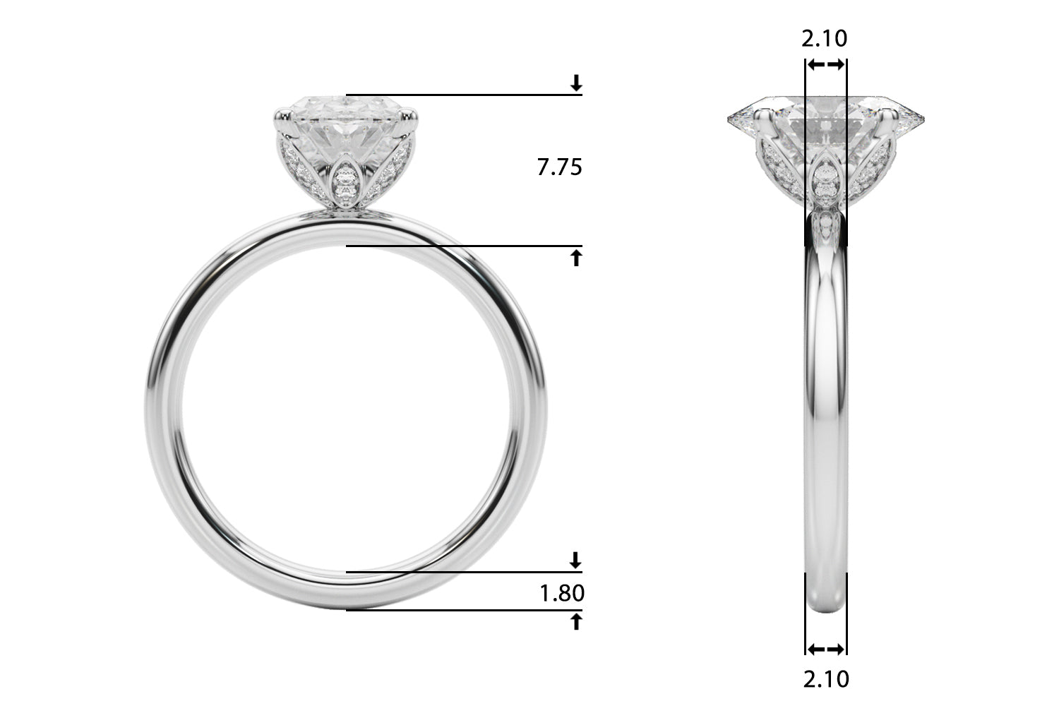2.20 CT Oval Lab Diamond Engagement Ring | 14K Gold Hidden Halo | IGI E-F VS-VVS