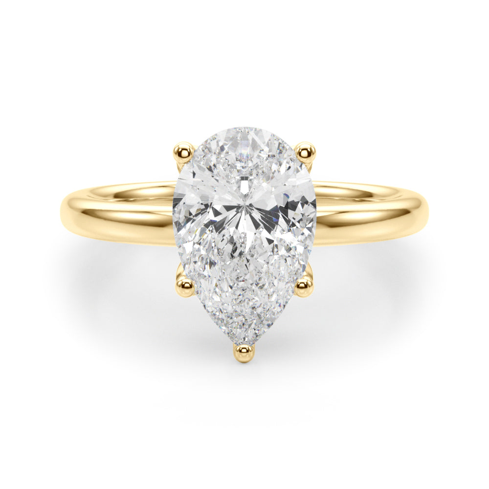 Pear-Cut Lab-Grown Diamond Engagement Ring | 2.00 Carat E Color VS Clarity | Hidden Halo | 14K Gold