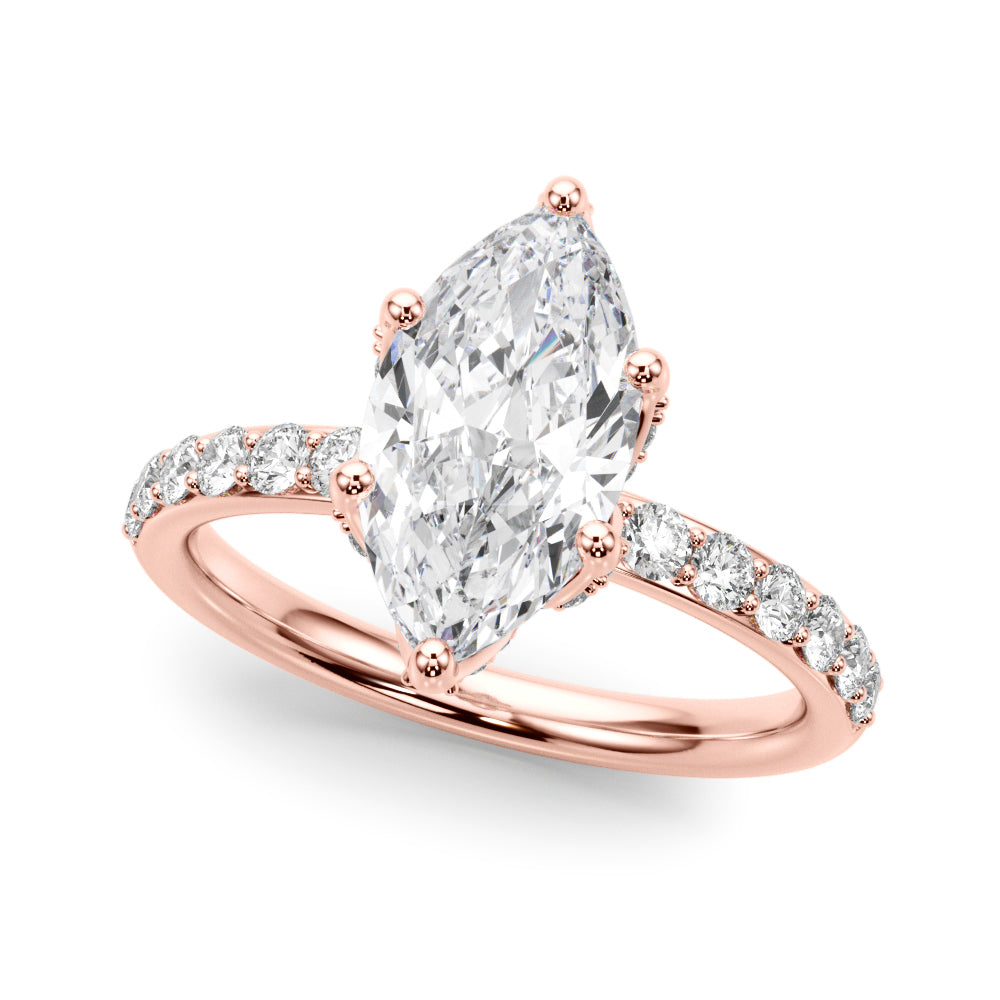 Marquise 2.00 CT F-G VS/VVS Lab Diamond Hidden Halo Engagement Ring