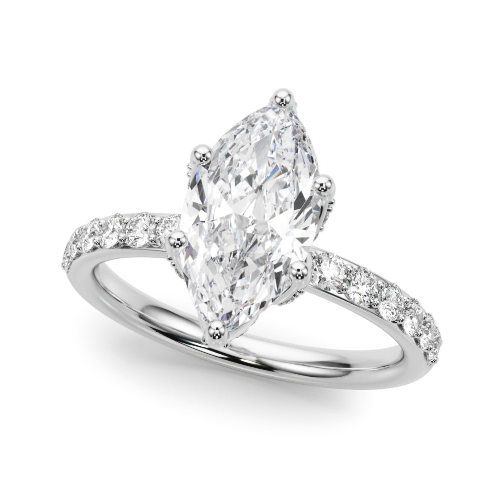 Marquise 2.00 CT F-G VS/VVS Lab Diamond Hidden Halo Engagement Ring