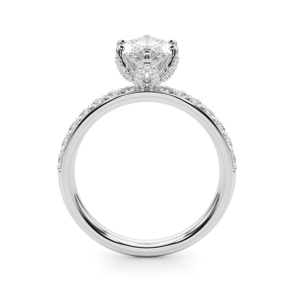 Marquise 2.00 CT F-G VS/VVS Lab Diamond Hidden Halo Engagement Ring