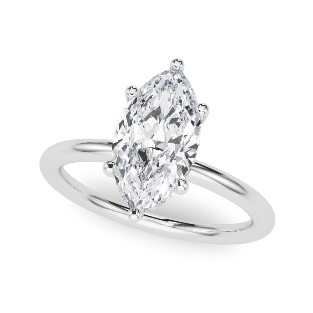 Marquise Cut Diamond Engagement Ring 2.20 Carat G VS IGI Certified | 14K Gold Hidden Halo Solitaire