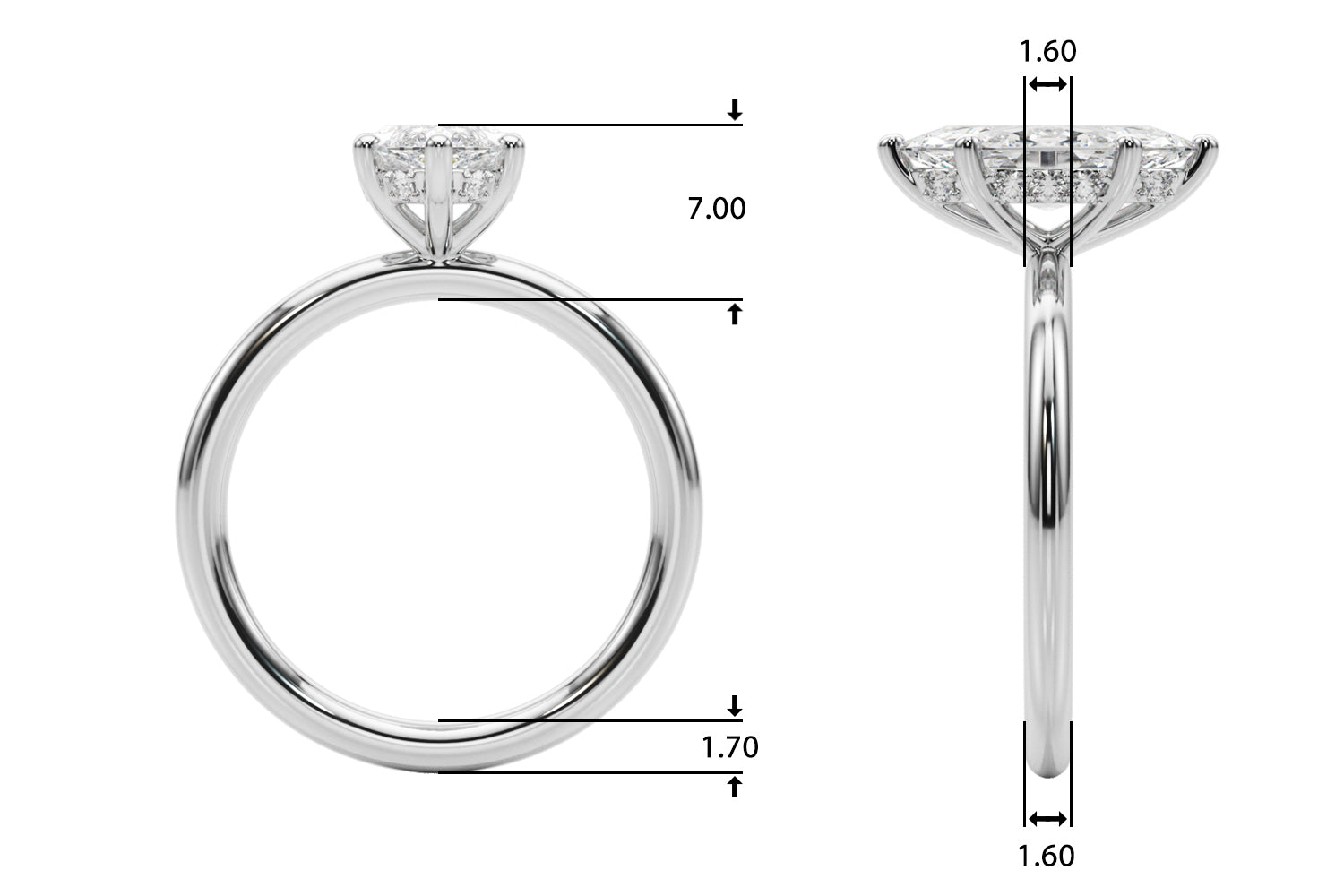 Marquise Cut Diamond Engagement Ring 2.20 Carat G VS IGI Certified | 14K Gold Hidden Halo Solitaire