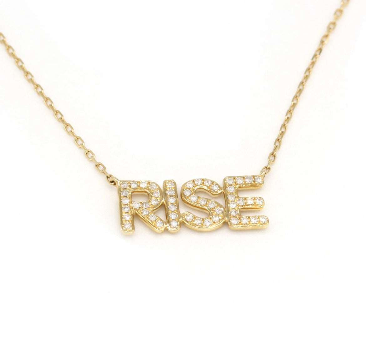 RISE Diamond Necklace - 14K Yellow Gold with Natural Diamonds