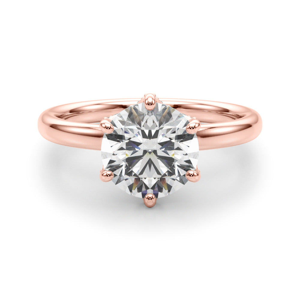 6-prong floral diamond engagement ring in rose gold