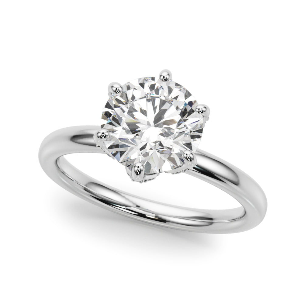 6-prong floral diamond engagement ring in white gold