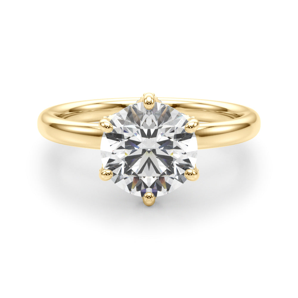 6-prong floral diamond engagement ring in yellow gold