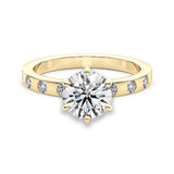 2.00 carat total  IGI Certified Round Diamond Engagement Ring 6 -Prong set in 14k Yellow Gold