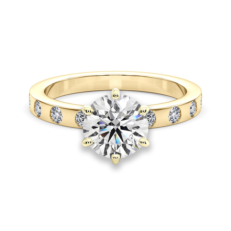 2.00 carat total  IGI Certified Round Diamond Engagement Ring 6 -Prong set in 14k Yellow Gold