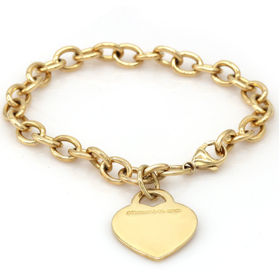 TIFFANY & Co. 18K Gold Return to Tiffany Heart Tag Charm Bracelet
