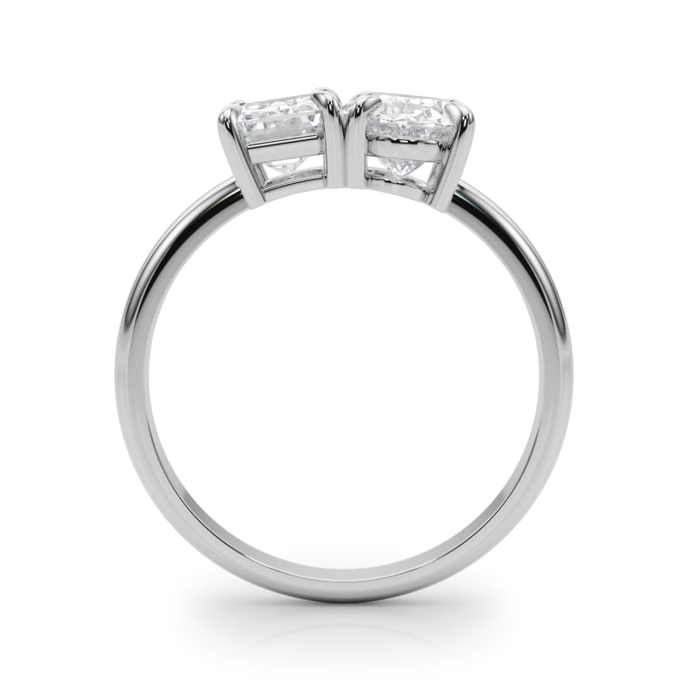 3.00 Carat Emerald and Oval Lab-Grown Diamond Two-Stone Engagement Ring in 14K Gold – IGI Certified