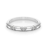 5/8 CT TW Round & Baguette Alternating Diamond Wedding band