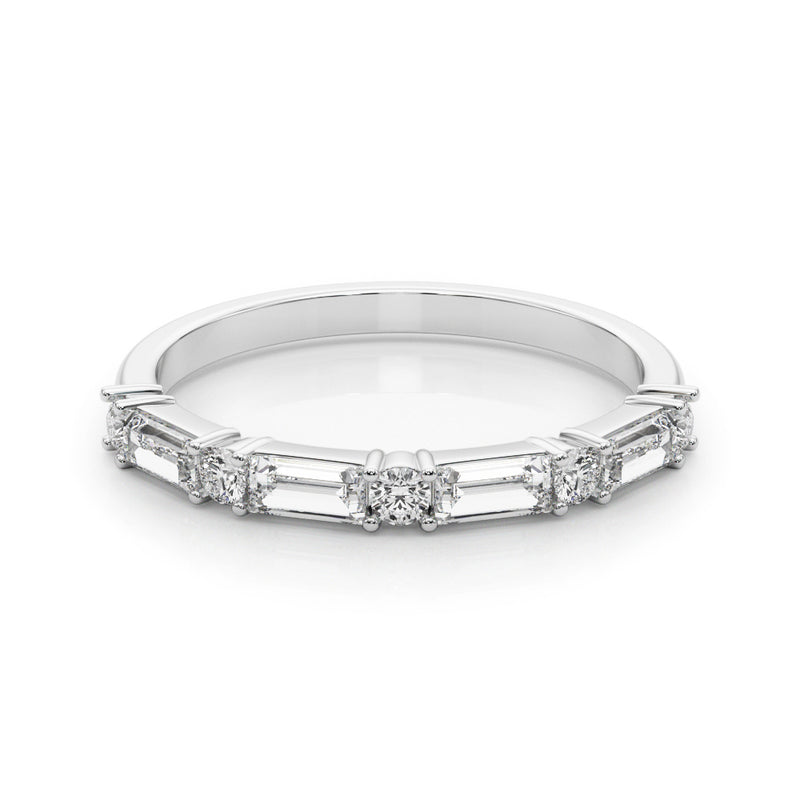 5/8 CT TW Round & Baguette Alternating Diamond Wedding band