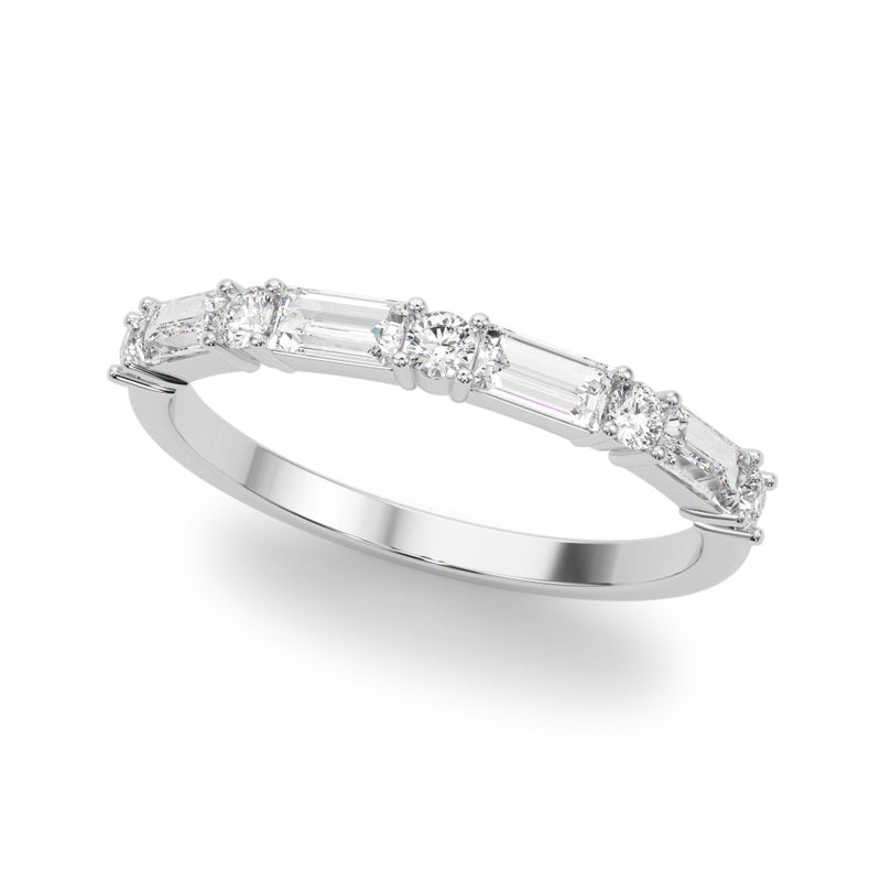 5/8 CT TW Round & Baguette Alternating Diamond Wedding band