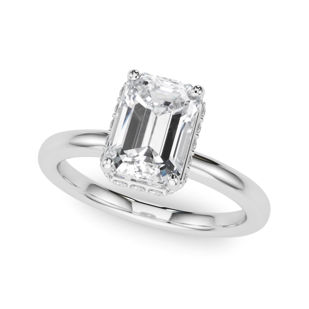 2.00ct Emerald Cut Lab Diamond Hidden Halo Engagement Ring 14K Gold IGI Certified