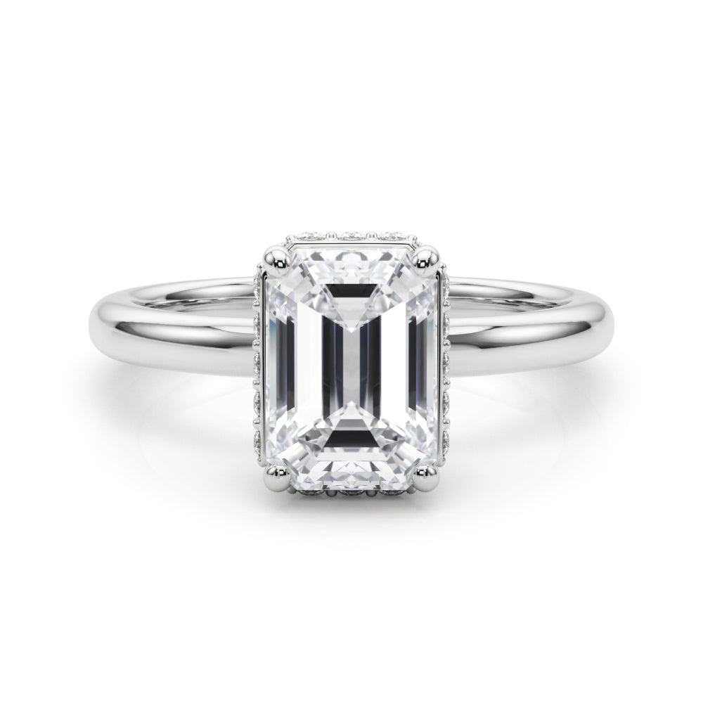 2.00ct Emerald Cut Lab Diamond Hidden Halo Engagement Ring 14K Gold IGI Certified