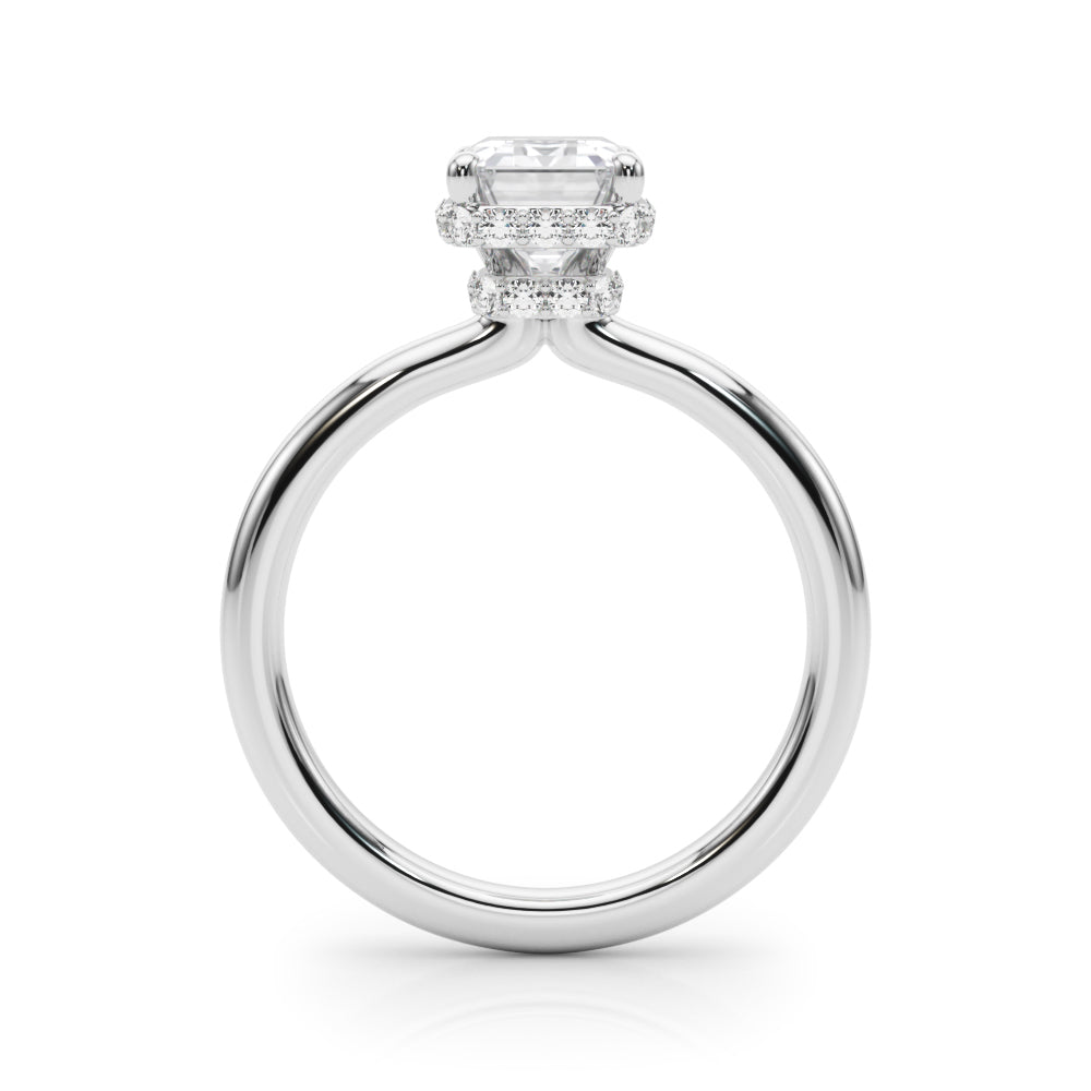 2.00ct Emerald Cut Lab Diamond Hidden Halo Engagement Ring 14K Gold IGI Certified