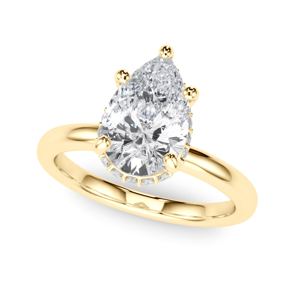 3 Carat Pear-Shaped Lab-Grown Diamond Double Hidden Halo Engagement Ring in 14K Gold