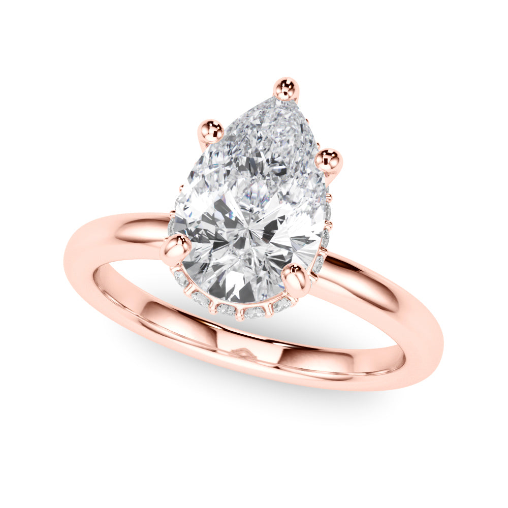 3 Carat Pear-Shaped Lab-Grown Diamond Double Hidden Halo Engagement Ring in 14K Gold