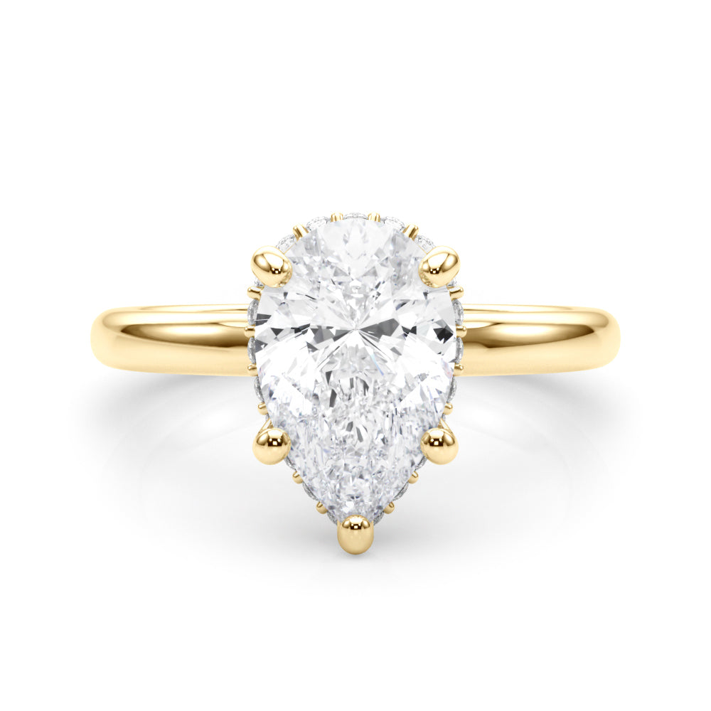 3 Carat Pear-Shaped Lab-Grown Diamond Double Hidden Halo Engagement Ring in 14K Gold