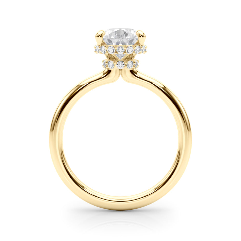 3 Carat Pear-Shaped Lab-Grown Diamond Double Hidden Halo Engagement Ring in 14K Gold