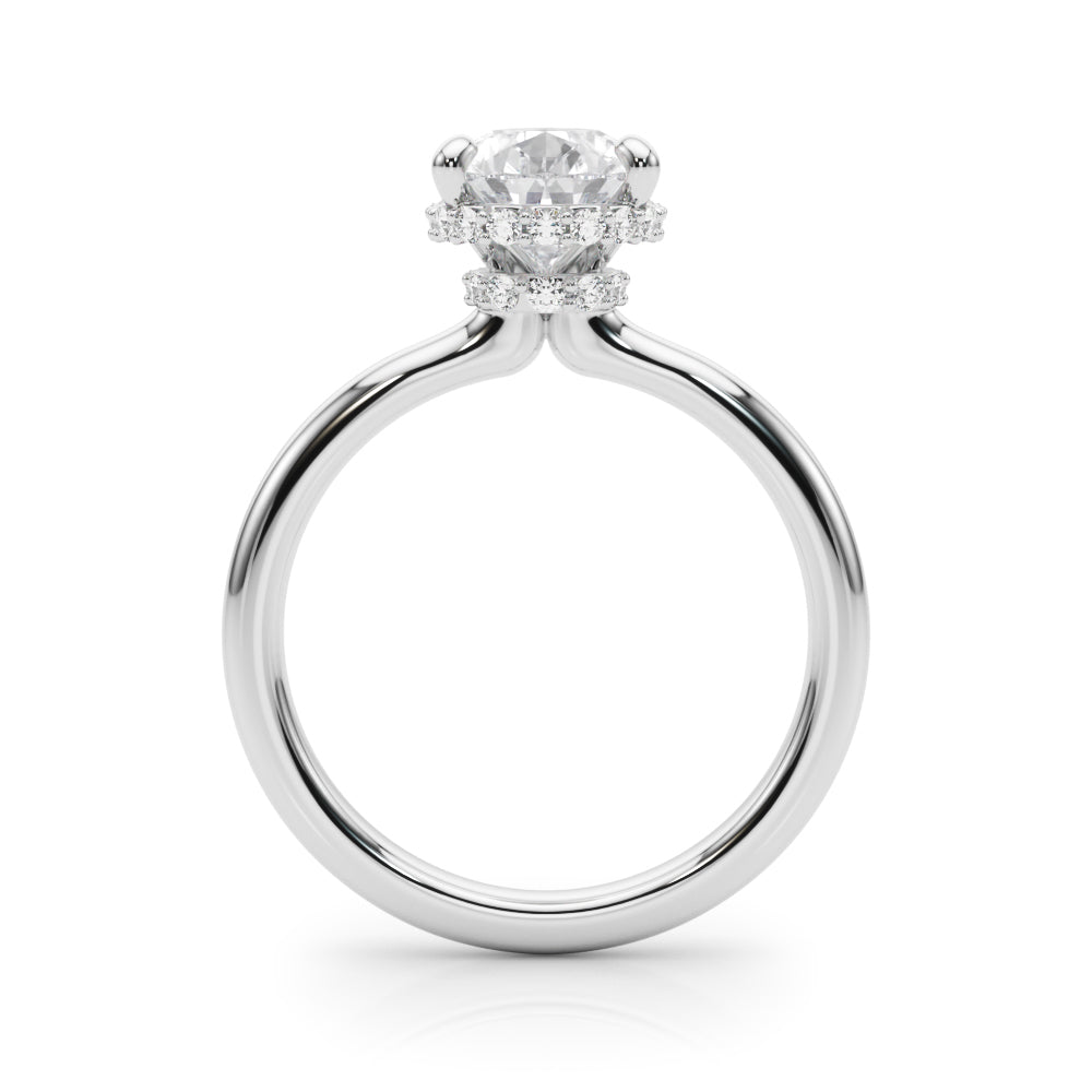 3 Carat Pear-Shaped Lab-Grown Diamond Double Hidden Halo Engagement Ring in 14K Gold