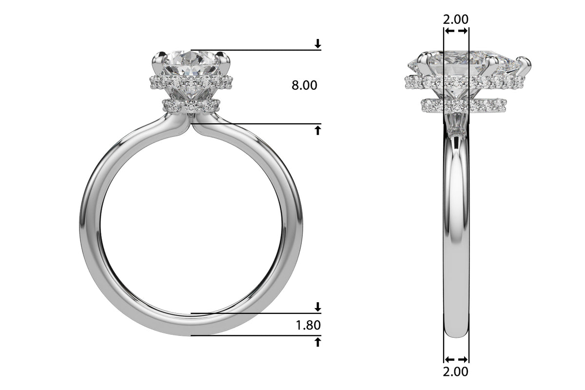 3 Carat Pear-Shaped Lab-Grown Diamond Double Hidden Halo Engagement Ring in 14K Gold