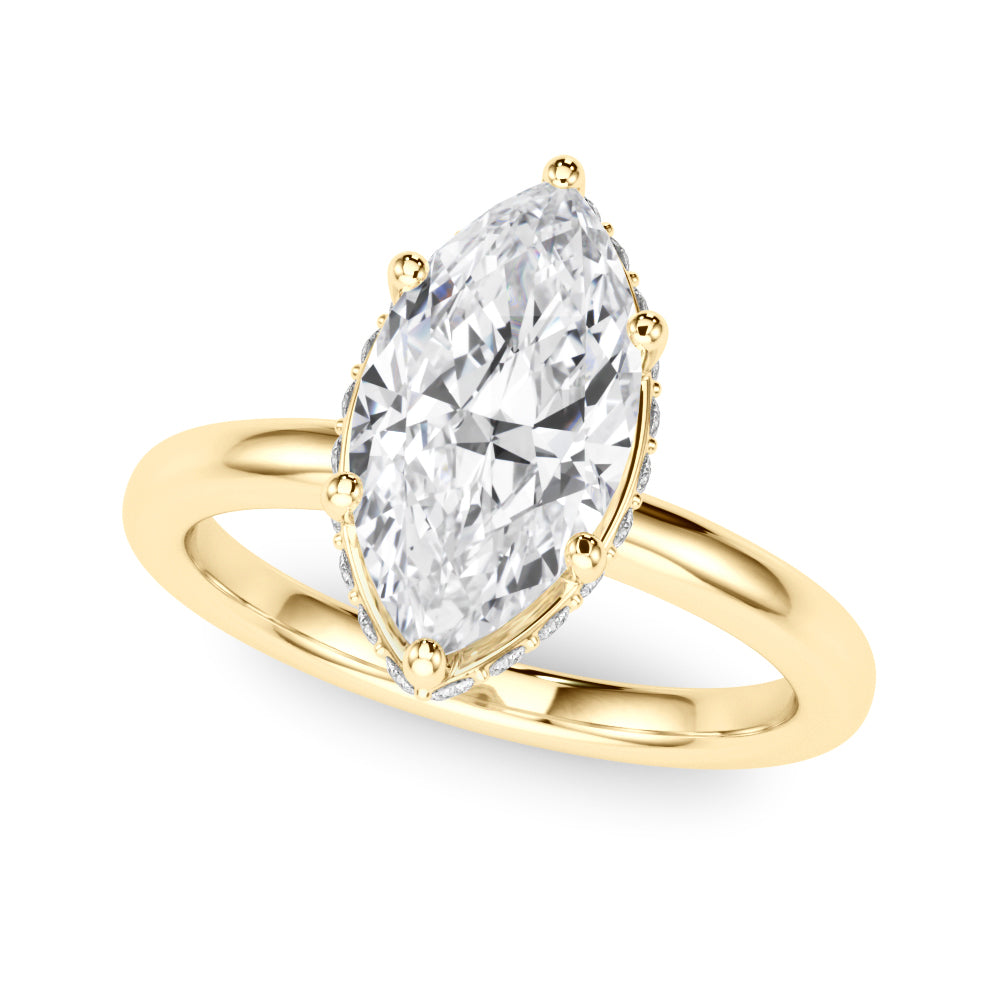 3.00 Carat Marquise Lab-Grown Diamond Double Hidden Halo Engagement Ring in 14K Gold