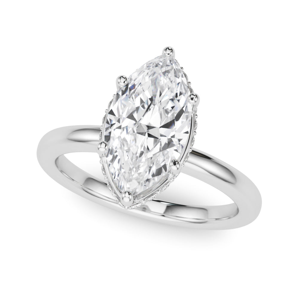 3.00 Carat Marquise Lab-Grown Diamond Double Hidden Halo Engagement Ring in 14K Gold