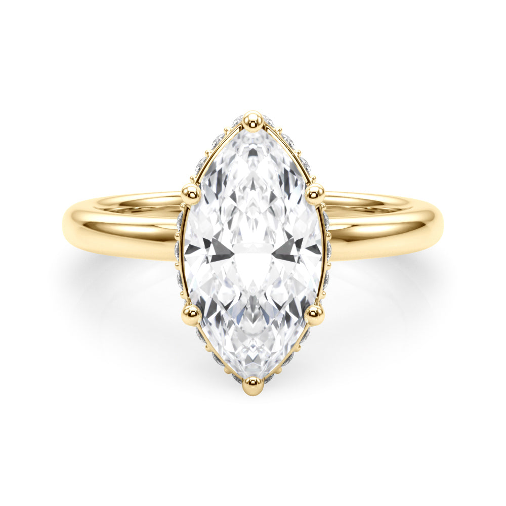 3.00 Carat Marquise Lab-Grown Diamond Double Hidden Halo Engagement Ring in 14K Gold