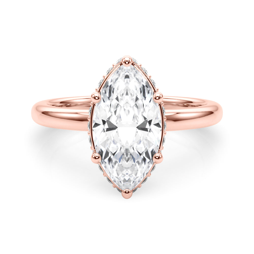 3.00 Carat Marquise Lab-Grown Diamond Double Hidden Halo Engagement Ring in 14K Gold
