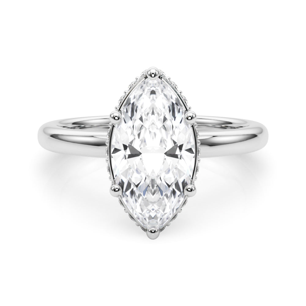 3.00 Carat Marquise Lab-Grown Diamond Double Hidden Halo Engagement Ring in 14K Gold