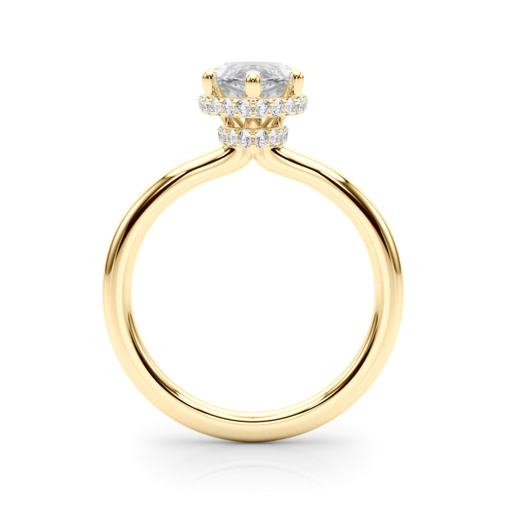 3.00 Carat Marquise Lab-Grown Diamond Double Hidden Halo Engagement Ring in 14K Gold