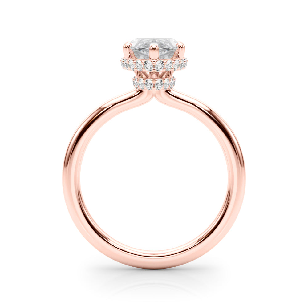 3.00 Carat Marquise Lab-Grown Diamond Double Hidden Halo Engagement Ring in 14K Gold